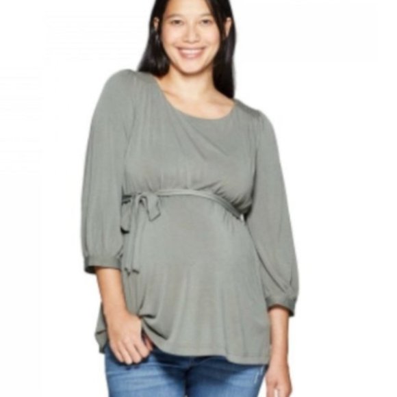 Isabel Maternity Olive Green Shirt -Medium - Picture 2 of 6
